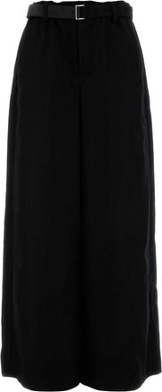 sacai Black Wool Wide Leg Pant