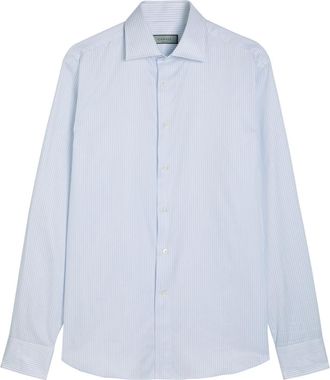Canali Striped Cotton Shirt - Blue - 40 (C15.75 / M)