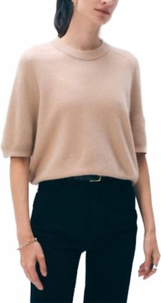 White + Warren Cashmere Relaxed T-Shirt In Muted Camel