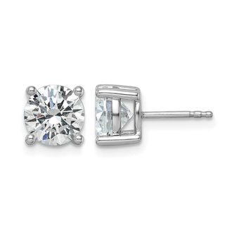 Diamond2Deal 14k White Gold 3 ct Round Lab Grown Diamond Stud Earrings VS Clarity, G-H Color