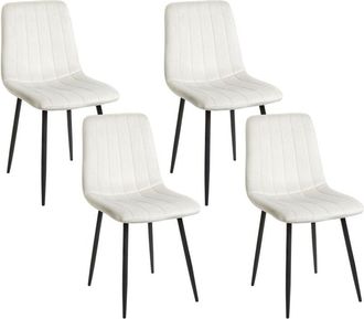 Beliani Set di 4 sedie da pranzo in velluto bianco sporco Gambe in ferro Kalispell
