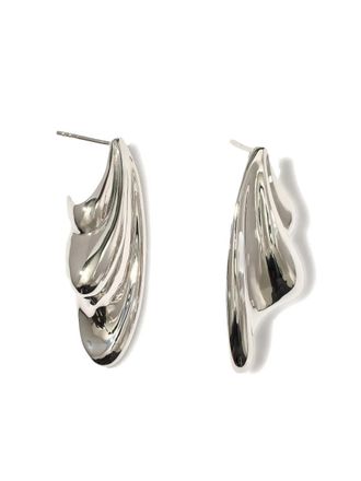 Otiumberg statement wave silver earrings
