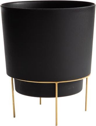 Bloem 6 Inch Hopson Round Planter with Gold Metal Stand, Black at Nordstrom