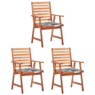 vidaXL Vidaxl - Sillas Comedor De Jard&iacute;n 3 Uds Madera Maciza Acacia Y Cojines