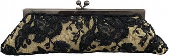 Carlo Fellini Womens Beaded Clutch Bag In Black Beige