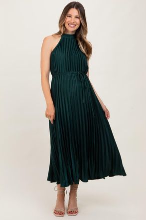 Pinkblush Pleated Halter Dress in Forest Green at Nordstrom, Size Medium