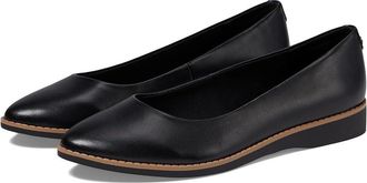 Anne Klein Scheana Ballet Flat Wo Black Leather Almond Toe Slip-On ZPO3306