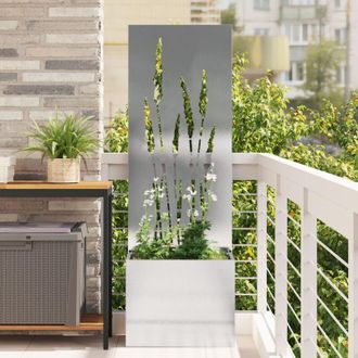 vidaXL Macetero De Jard&iacute;n Con Panel Decorativo Plata 50 X 140 Cm Vidaxl
