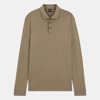 HUGO BOSS Herenpolo Boss Pado 30 met lange mouwen in bruin