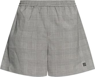 Balmain Relaxte Shorts in Prince of Wales Satijn - Heren - Korte Broeken - Grijs - S - Satijn - Korte Broeken