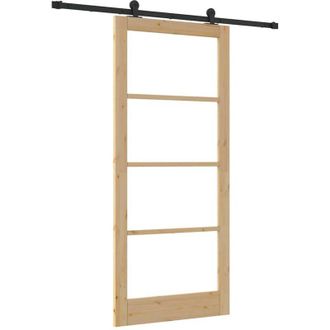 vidaXL Puerta Deslizante Orkdal Marr&oacute;n 93 X 211 Cm Madera Y Metal Vidaxl