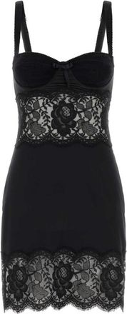Dolce & Gabbana Black satin and lace dress