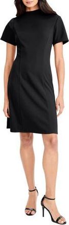 Maggy London Mock Neck Short Sleeve A-Line Minidress in Black at Nordstrom Rack, Size 18 (Similar To 16W)