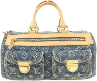 Louis Vuitton Blue Monogram Monogram Denim Denim Canvas Boston Bag (Pre-Owned)