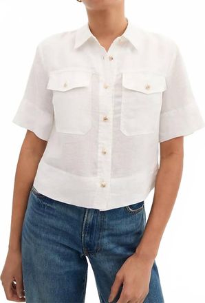 Veronica Beard Spruce Linen Top In Off White