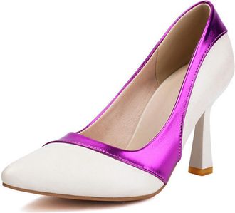 Generic Womens Slip on Dress Pumps Pointed Toe PU Leather Office Shoes Stiletto High Heel Party Prom Shoes,Purple,3.5 UK