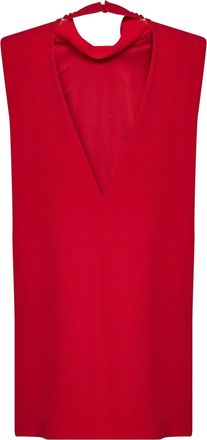 Valentino Draped Collar Silk Mini Dress - Red