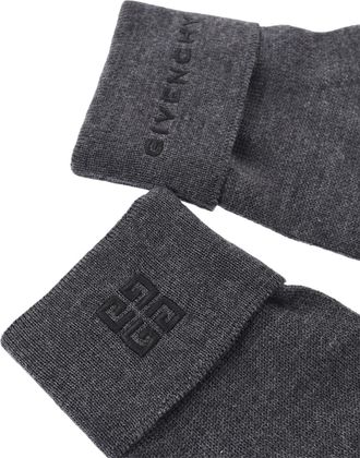 Givenchy Mens 4g Embroidered Logo Wool Gloves Grey