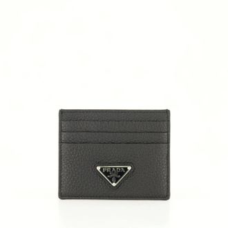 Prada Leather Card Holder - male - Prada - Wallets & Cardholders - Black - ONE SIZE - Accessories