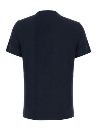 Giorgio Armani Embroidered Viscose T-Shirt - Navy