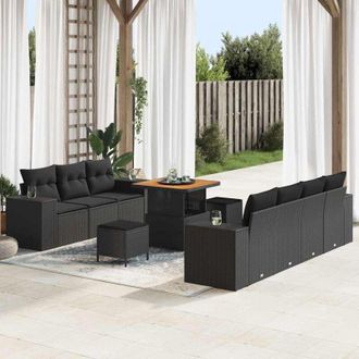vidaXL Vidaxl - Conjunto De Sof&aacute; De Jard&iacute;n 10 Pcs Negro 80 X 80 X 71 Cm
