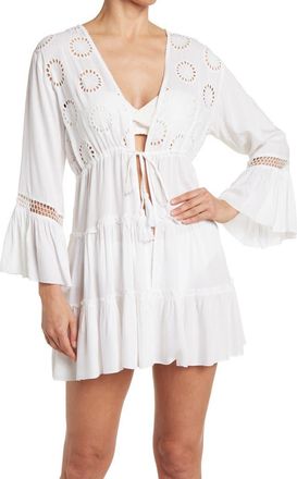 Boho Me Open Front Eyelet Lace Cover-Up in White at Nordstrom Rack, Size X-Small
