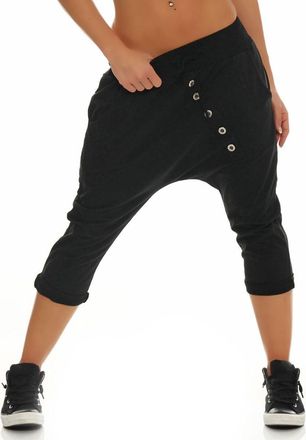 Malito more than fashion mailto Short Boyfriend Pants with Button Tape 8015 Women One Size (Black)