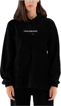Calvin Klein Velvet Corduroy Hoodie - Dames - Hoodies - Zwart - XS - Katoen - Hoodies & sweatvesten