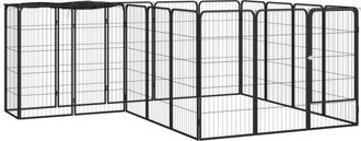 vidaXL Jaula Perros 18 Paneles Acero Recubierto Polvo Negro 50x100 Cm Vidaxl