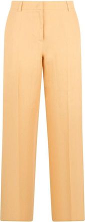 Max Mara Rechte linnen broek - Dames - Straight fit broeken - Oranje - XS - Linnen - Broeken