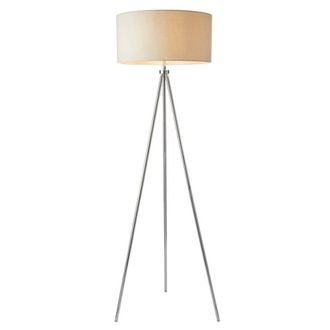 Loops Sleek Tripod Floor Lamp Chrome E27 Free Standing Lounge Light & Ivory Shade