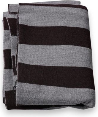 Dolce & Gabbana Striped Virgin Wool Scarf - Black