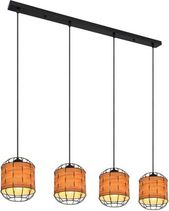 Globo Lighting Elmar Lámpara colgante de techo Bar, color negro mate, 4 bombillas E27