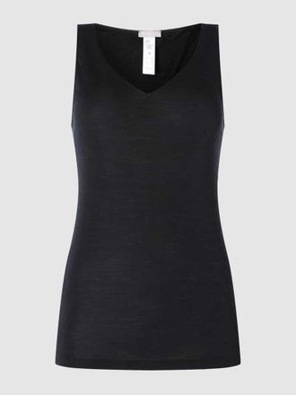 Hanro Unterhemd aus Merinowolle und Seide Modell Woolen Silk in Black, Größe XL