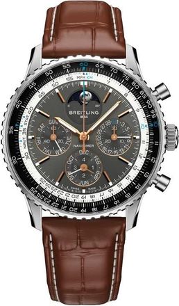 Breitling Navitimer Perpetual Chronograph Automatic Chronometer Moon Phase Grey Dial Mens Watch PB1921251B1P1