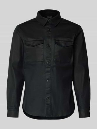 Guess Regular Fit Hemdjacke mit Brusttaschen Modell THEO in Black, Größe XXL