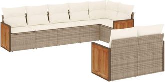 vidaXL Vidaxl - Juego De Sof&aacute;s De Jard&iacute;n Con Cojines Beige 8 Pzas Rat&aacute;n Pe