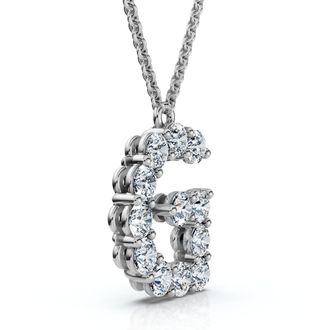 Pompeii3 1Ct Diamond Initial G Pendant 14k Gold 18 Necklace Lab Grown 5/8 Tall