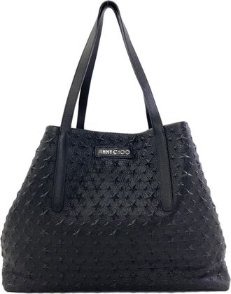 Jimmy Choo London Black Leather Tote Bag (Pre-Owned)