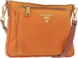 Prada Pre-owned Cross Body Bags, female, Orange, Size: ONE SIZE Pre-owned Nylon Cross Body Bag