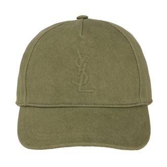 Saint Laurent Cassandre Cap - male - Saint Laurent - Hats & Caps - Green - 59 CM - Accessories