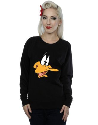 Looney Tunes Womens Daffy Duck Face Sweatshirt X-Large Black
