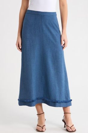 Vince Camuto Fringe Detail A-Line Maxi Skirt in Deep Blue at Nordstrom, Size X-Large
