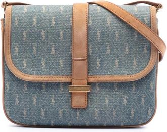 Saint Laurent Pre-owned Cross Body Bags, female, Blue, Size: ONE SIZE Pre-owned Vintage Monogram Denim Crossbody Bag