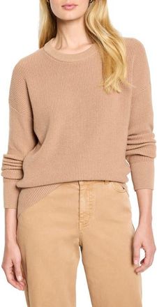Nic+Zoe Shaker Stitch Creweck Cotton Blend Sweater in Burro at Nordstrom, Size Medium