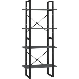 vidaXL Libreria a 4 Ripiani Grigia 60x30x140 cm in Massello di Pino - Vidaxl