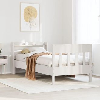 Berkfield Home Bed Frame without Mattress White 75x190 cm Small Single Solid Wood Pine