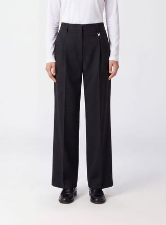 Dondup Pantaloni palazzo a vita alta in misto seta e cotone con pince