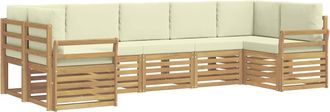 vidaXL Conjunto De Sof&aacute;s De Exterior 7 Uds. Blanco Y Crema Poli&eacute;ster Vidaxl