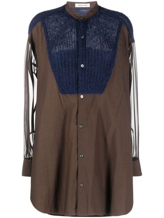 Undercover panelled poplin shirt - Brown